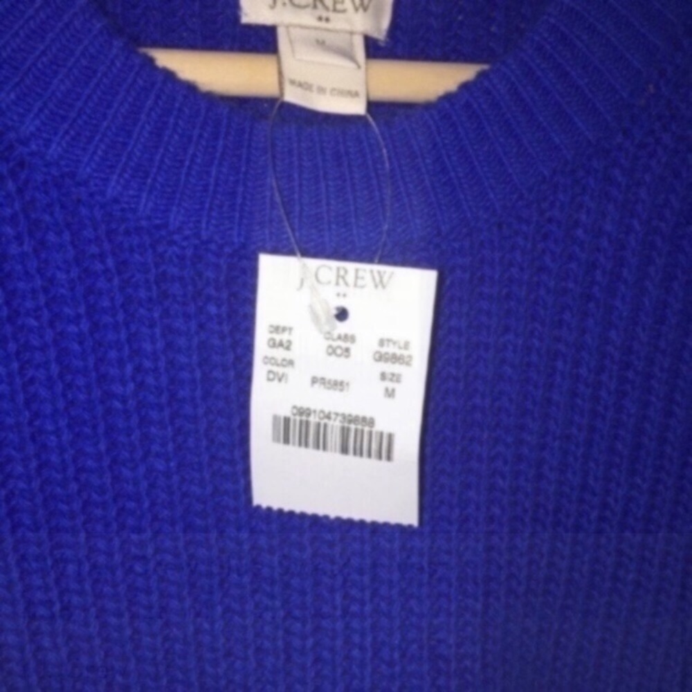 J.Crew NWT Merino Wool Blend Sweater Tank M Blue Sleeveless Knit Vest Ribbed - Picture 5 of 6